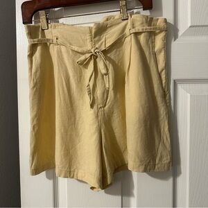 Linen paper bag waist shorts